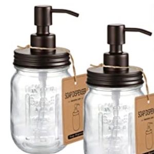 Mason Jar Soap Dispensers pumps for hand soap and lotions - 2 pack